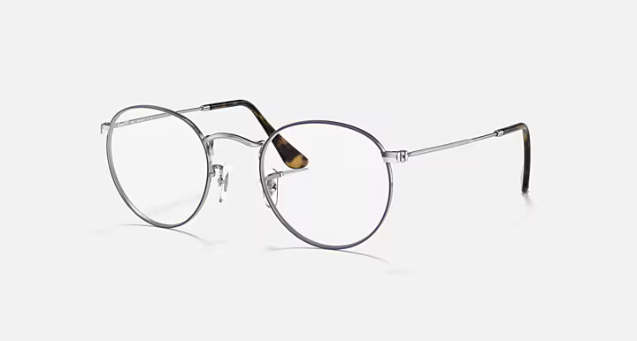 Ray-Ban RX3447V Round Metal Optics – Azul sobre Prateado